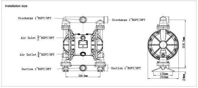 Air operated diaphragm pump-Stainless steel-JMK25