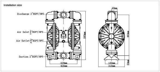 Air operated diaphragm pump-Aluminum /cast iron-JMK50