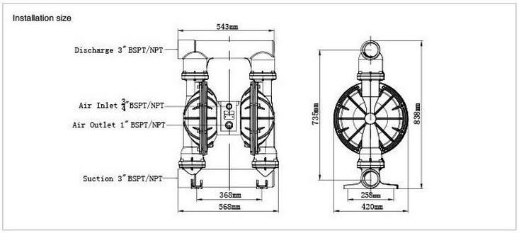 Air operated diaphragm pump-Stainless steel-JMK80